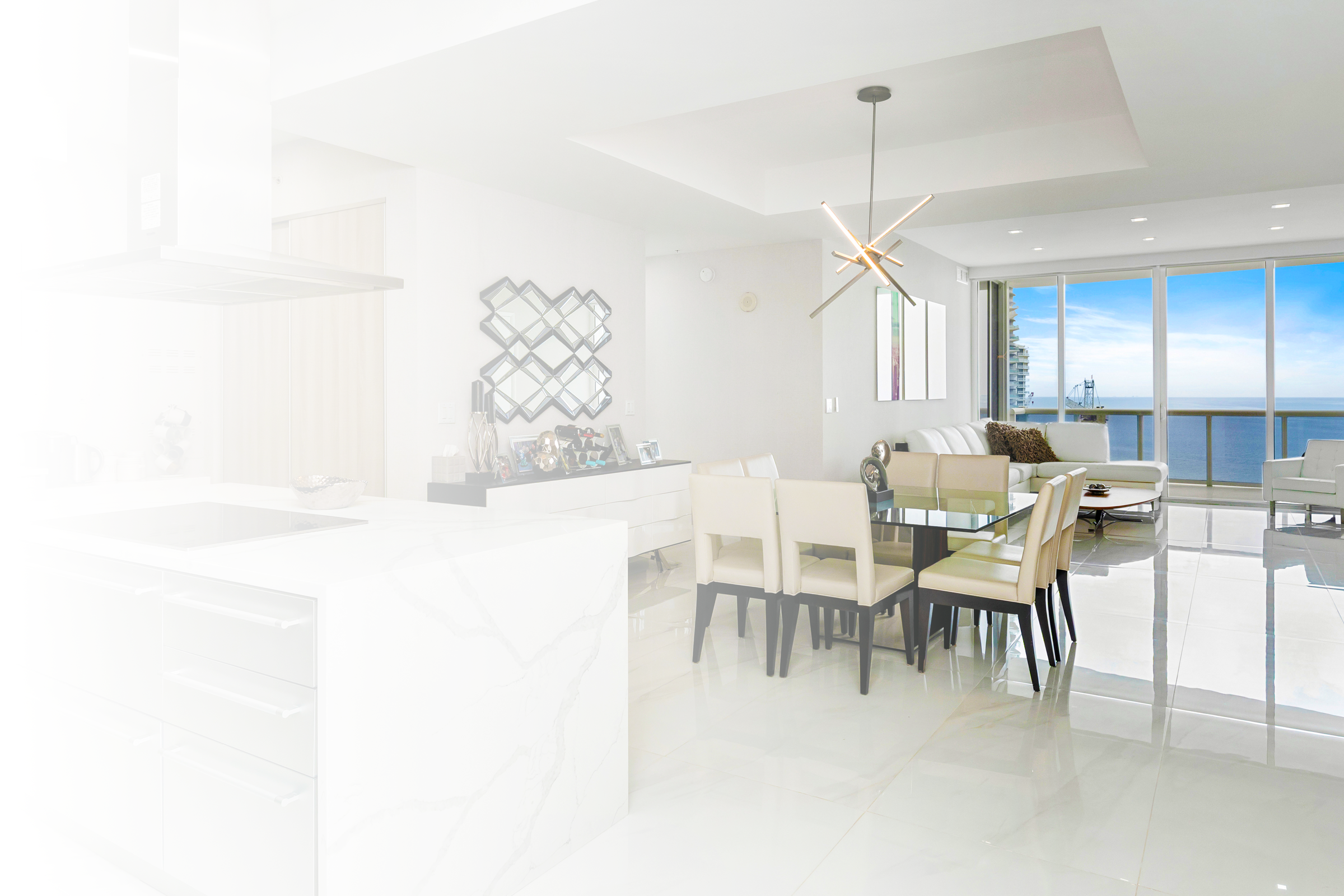 Bright oceanfront living room at Trump Royale Residence 3504